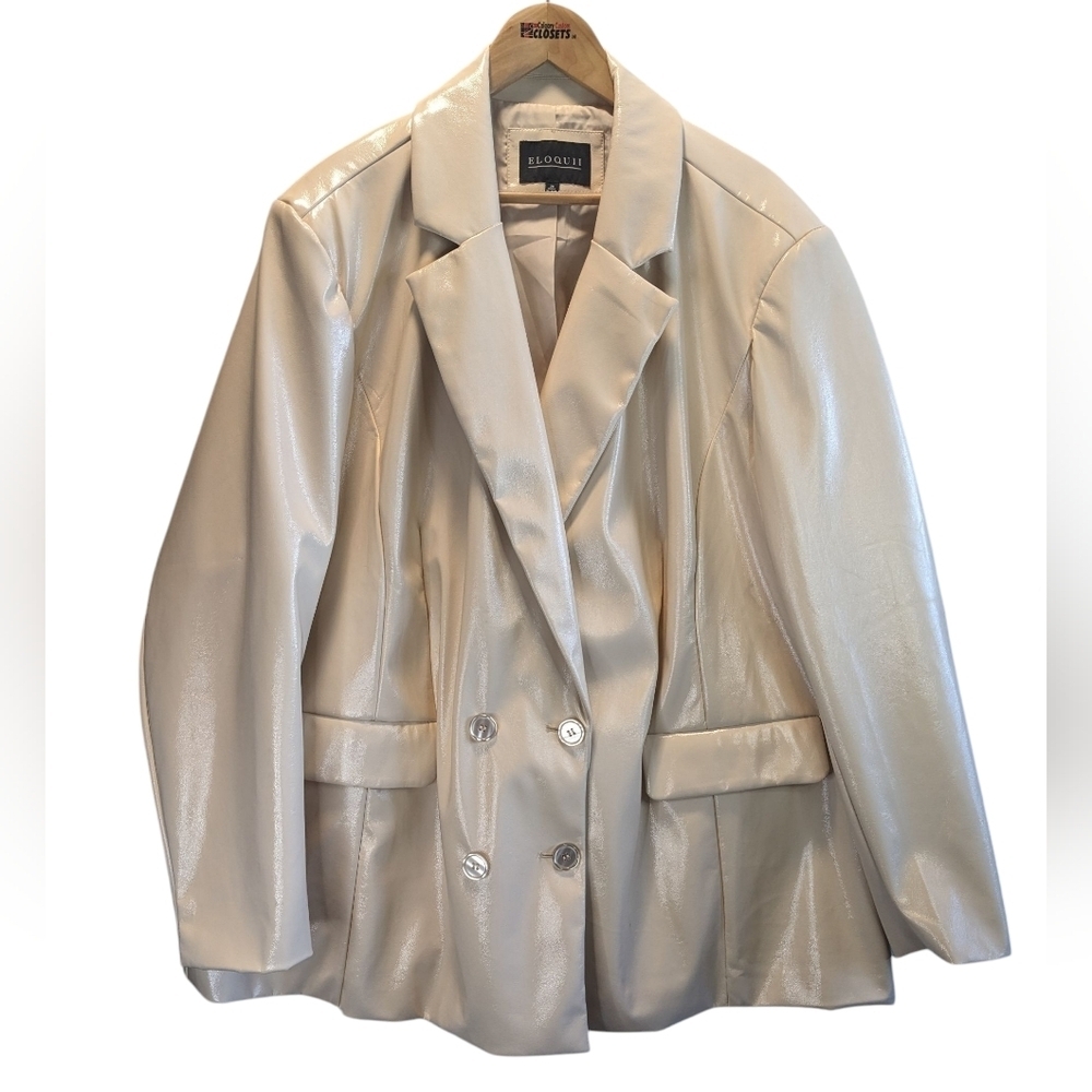 Eloquii Cream Blazer Structured Tailoring Vegan Leather Career  Flaw Size 26